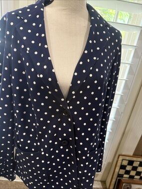 Talbots Navy and White Polka Dot Blazer